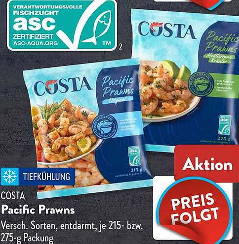 COSTA Pacific Prawns - Tiefgefrorene Garnelen