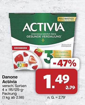 Danone Activia Erdbeere 4 x 115/125-g-Packung