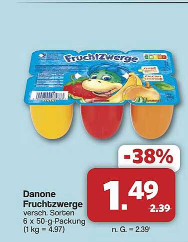 Danone FruchtZwerge versch. Sorten 6 x 50-g-Packung