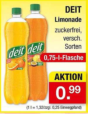 DEIT Limonade zuckerfrei, verschiedene Sorten 0,75-l-Flasche