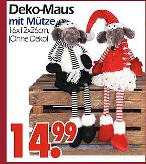 Deko-Maus mit Mütze 16x12x26cm (Ohne Deko)