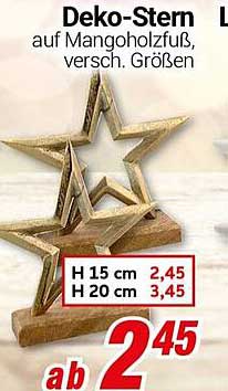 Deko-Stern auf Mangoholzfuß, versch. Größen