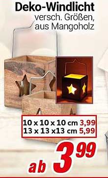 Deko-Windlicht verschieden Größen, aus Mangoholz