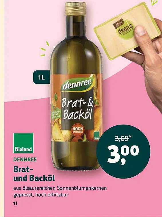 Dennree Brat- und Backöl 1L