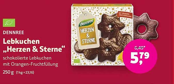 Dennree Lebkuchen "Herzen & Sterne" 250 g