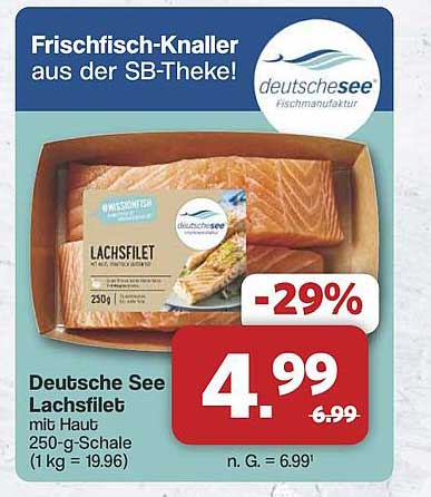 Deutsche See Lachsfilet mit Haut 250-g-Schale