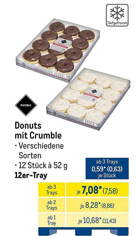 Donuts mit Crumble - verschiedene Sorten, 12er-Tray