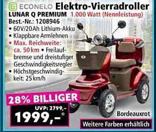 Econelo Elektro-Vierradroller Lunar Q Premium - 1.000 Watt (Nennleistung)