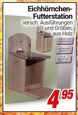 Eichhörnchen-Futterstation – verschiedene Ausführungen und Größen, aus Holz