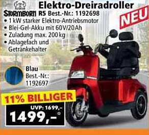 Elektro-Dreiradroller Stormbört R5 - 11% Billiger!