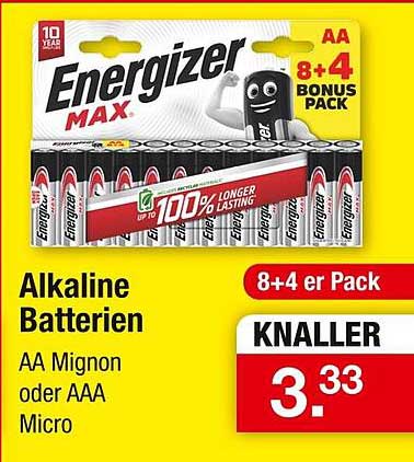 Energizer Max Alkaline Batterien 8+4 er Pack