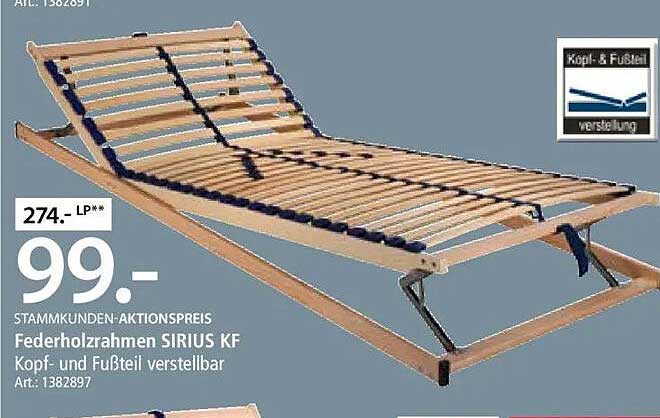 Federholzrahmen SIRIUS KF - Kopf- und Fußteil verstellbar