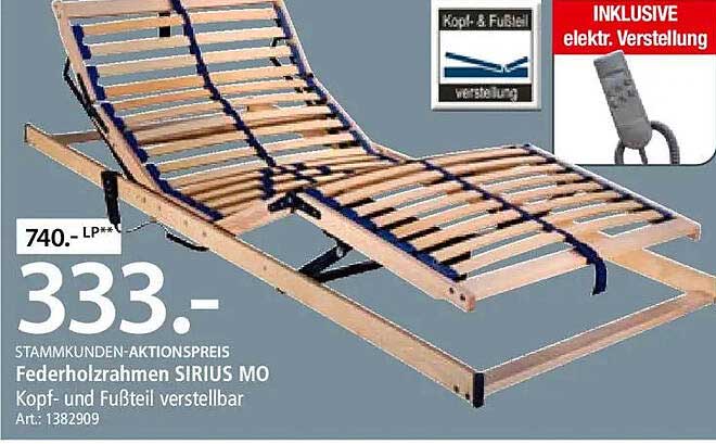 Federholzrahmen SIRIUS MO - Kopf- und Fußteil verstellbar