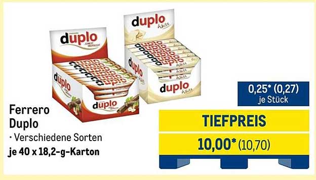 Ferrero Duplo - Verschiedene Sorten 40 x 18,2-g-Karton
