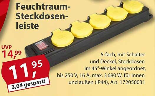 Feuchtraum-Steckdosenleiste