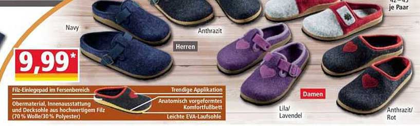 Filz-Hauschuhe für Herren und Damen