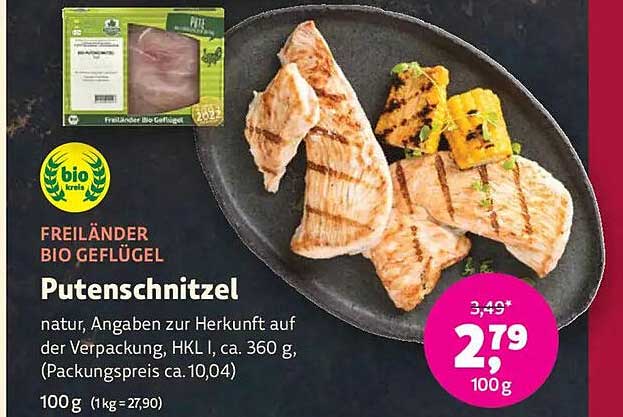 Freiländer Bio Geflügel Putenschnitzel