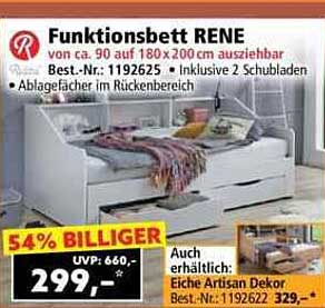 Funktionsbett RENE - von ca. 90 auf 180 x 200 cm ausziehbar