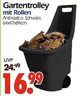 Gartentrolley mit Rollen - Anthrazit oder Schwarz, 64x47x84 cm