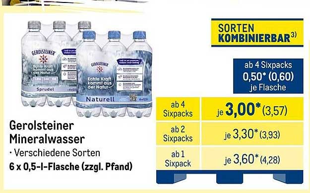 Gerolsteiner Mineralwasser 6 x 0,5 l - Verschiedene Sorten