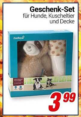 Geschenk-Set für Hunde, Kuscheltier und Decke