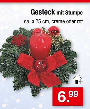 Gesteck mit Stumpe - ca. Ø 25 cm, creme oder rot