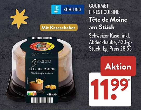 GOURMET Finest Cuisine Tête de Moine am Stück mit Käse-Schaber