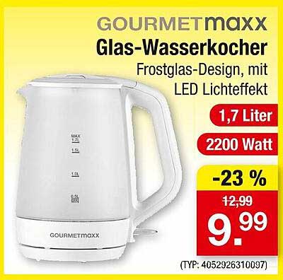 GOURMETmaxx Glas-Wasserkocher – Frostglas-Design mit LED Lichteffekt