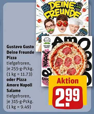Gustavo Gusto Deine Freunde Pizza oder Pizza Amore Napoli Salame - Aktionspreis!