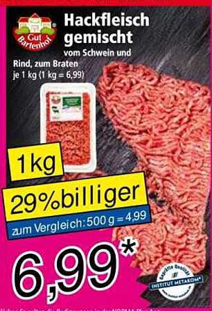Hackfleisch gemischt vom Schwein und Rind – 1 kg für nur 6,99 €