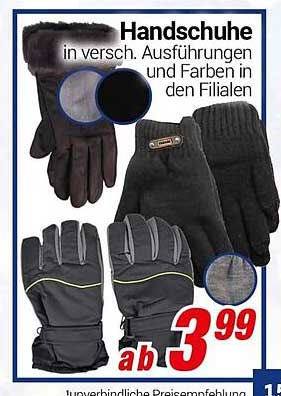 Handschuhe in versch. Ausführungen und Farben in den Filialen