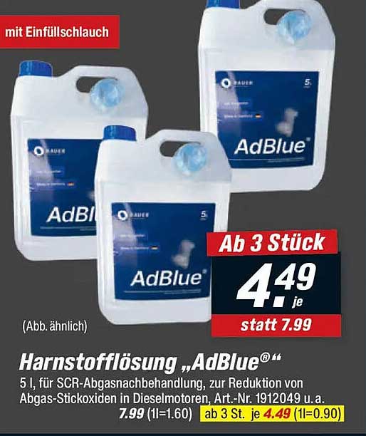 Harnstofflösung „AdBlue®“ 5 l für SCR-Abgasnachbehandlung