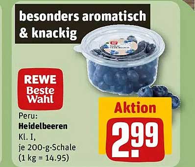 Heidelbeeren Cl. I, je 200-g-Schale – Aktionspreis: 2,99
