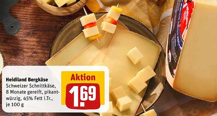 Heidiland Bergkäse - Schweizer Schnittkäse, 8 Monate gereift