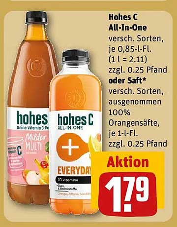 Hohes C All-In-One verschiedene Sorten 0,85 l für nur 1,79 €