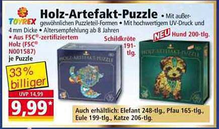 Holz-Artefakt-Puzzle von Toyrex - 33% günstiger!