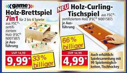 Holz-Curling-Tischspiel aus FSC® zertifiziertem Holz
