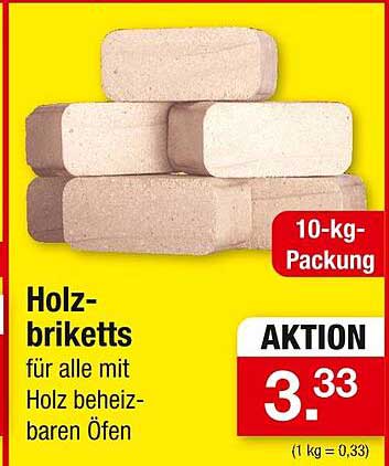 Holzbriketts - 10-kg-Packung zum Aktionspreis