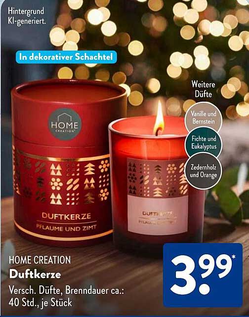 HOME CREATION Duftkerze Pflaume und Zimt