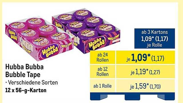 Hubba Bubba Bubble Tape - verschiedene Sorten 12 x 56-g-Karton