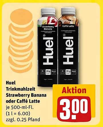 Huel Trinkmahlzeit Strawberry Banana oder Caffè Latte - Aktionspreis!