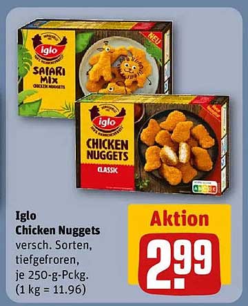 Iglo Chicken Nuggets verschiedene Sorten, tiefgefroren, je 250-g-Pckg.