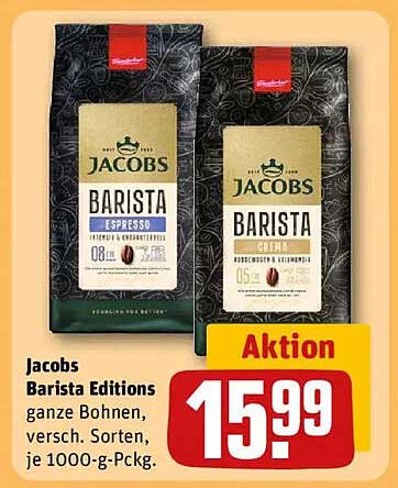 Jacobs Barista Editions – Ganze Bohnen, verschiedene Sorten, je 1000-g-Pck.