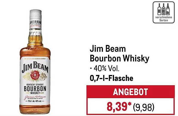 Jim Beam Bourbon Whisky 0,7 l Flasche