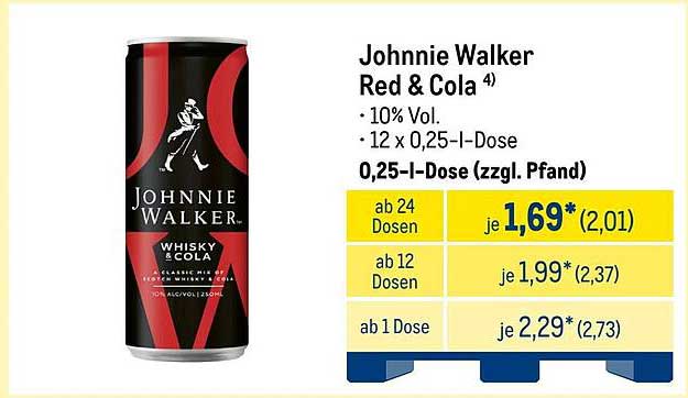 Johnnie Walker Red & Cola 0,25-l-Dose