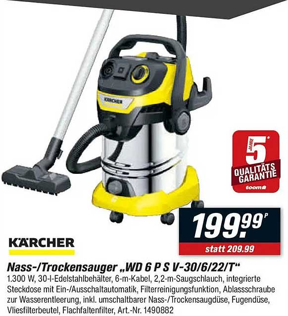 Kärcher Nass-/Trockensauger „WD 6 P S V-30/6/22/T“