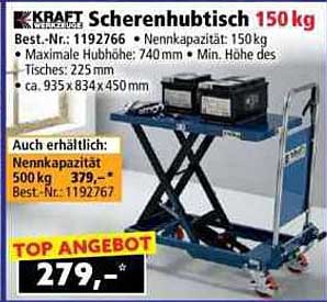 KRAFT Scherenhubtisch 150 kg - Top Angebot