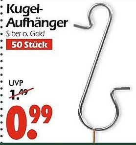 Kugel-Aufhänger Silber o. Gold 50 Stück