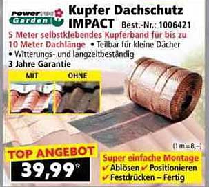 Kupfer Dachschutz IMPACT - 5 Meter selbstklebendes Kupferband