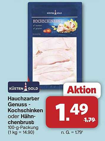 Küsten Gold Kochschinken oder Hähnchenbrust 100-g-Packung